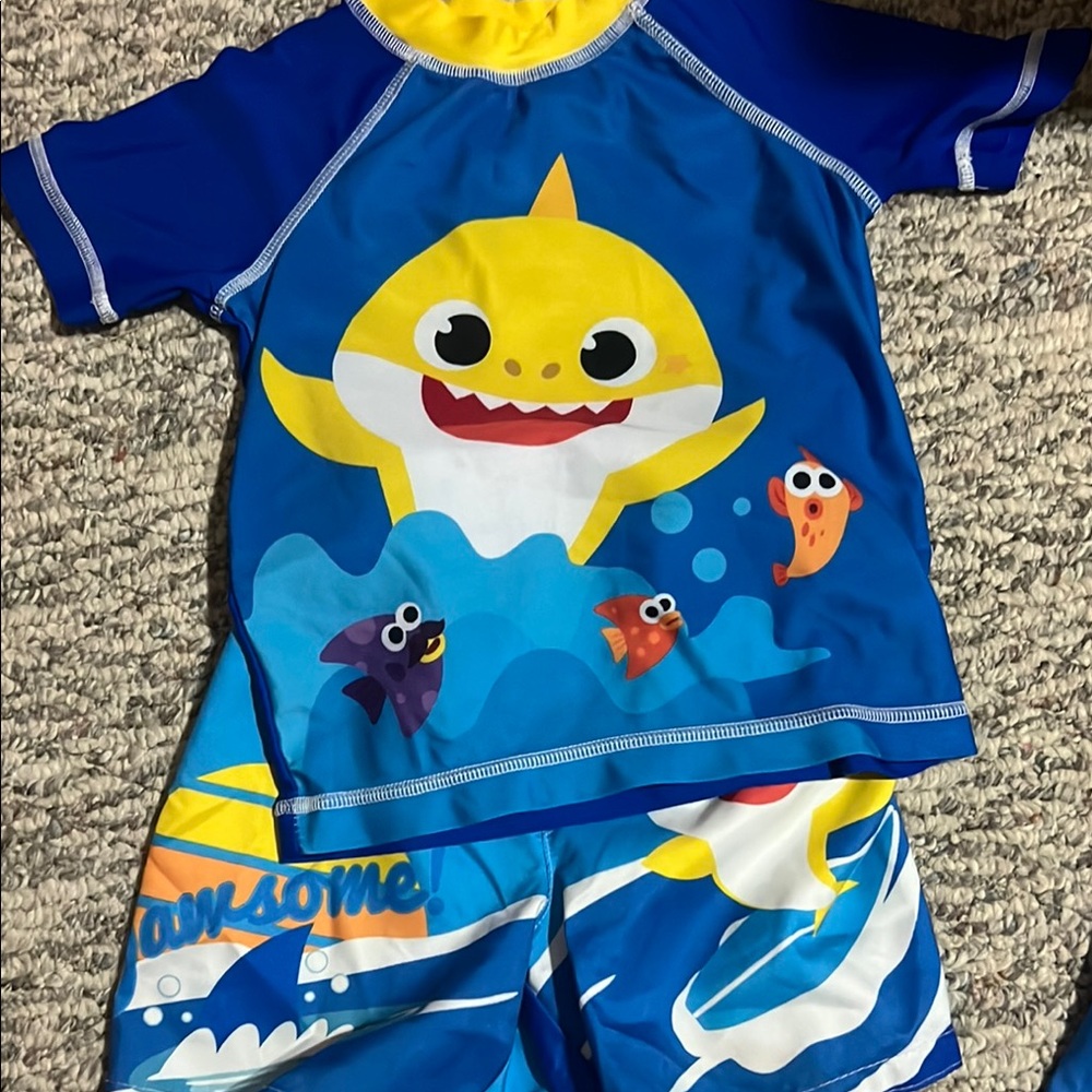 Nickelodeon Baby Shark Blue and Yellow Swim Trunks